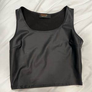 Black Leather cropped top